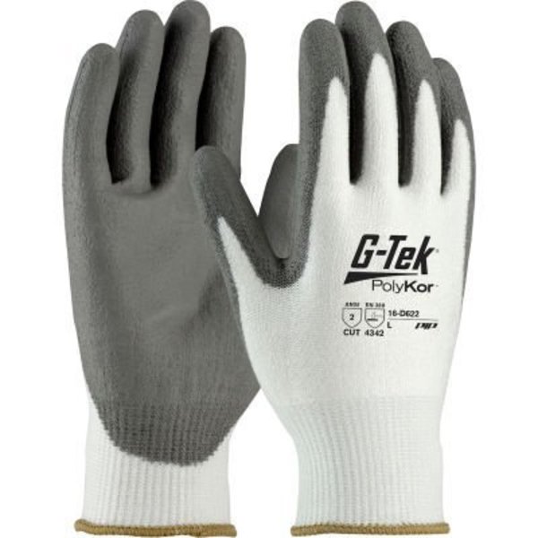 Pip G-Tek PolyKor Seamless Knit PolyKor Glove Polyurethane Coated Flat Grip, Medium, White, 12pk 16-D622/M